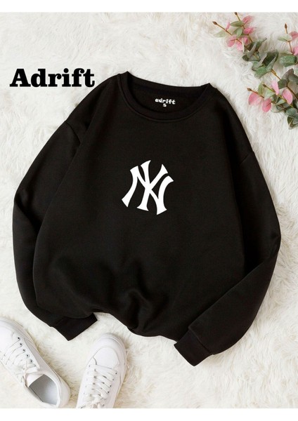 Unisex Ny Yankes Baskılı Bisiklet Yaka Sweatshirt