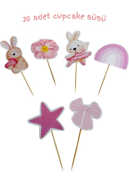 Cupcake Parti Süsü/ 20 Tane Kız Bebek-Çocuk Doğum Günü