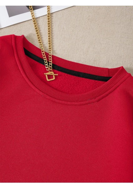 Unisex Kadın/erkek Paris Özel Renkli Oversize Bisiklet Yaka Pamuklu Sweatshirt