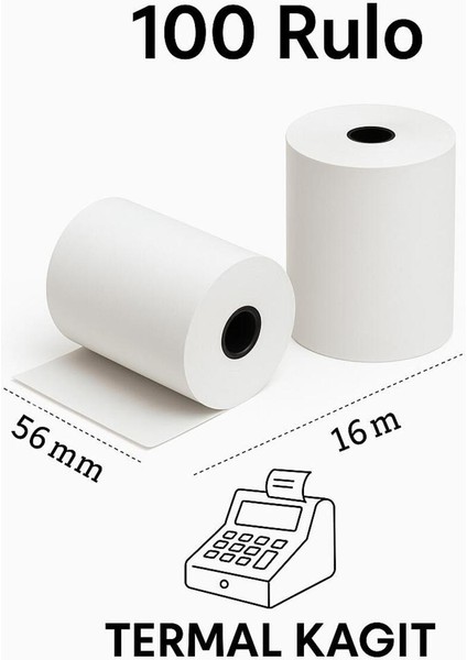 Pos Cihazı Kağıdı Termal 56*16 mt (100 Rulo)