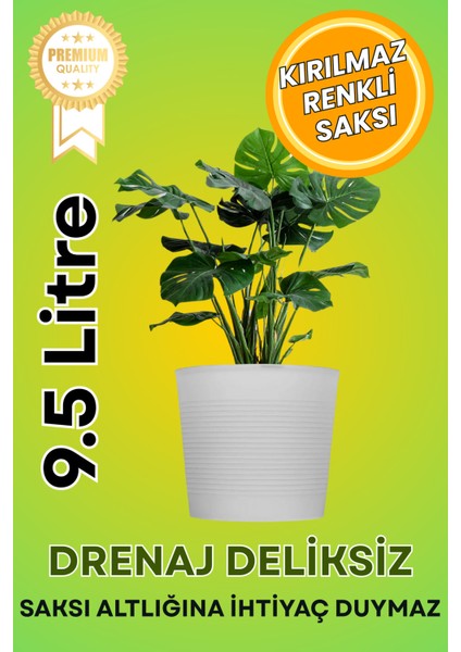 Gri 9.5 Litre Dekoratif Bitki Saksısı – Iç-Dış Mekan Bitkileri Için Uygun Saksı fiyatları