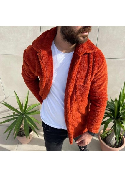 Erkek Kiremit Peluş Ceket