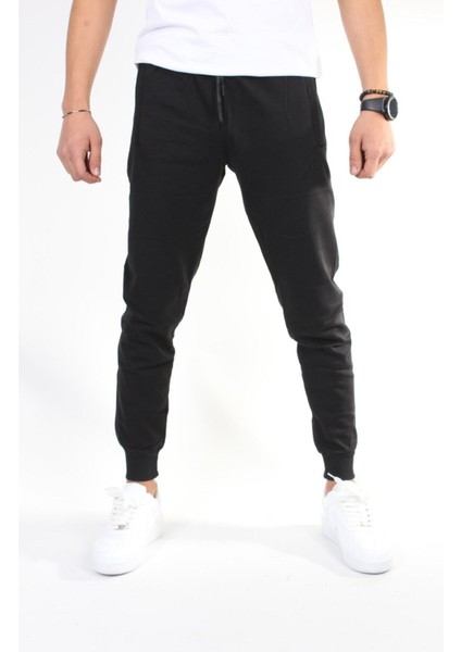 Erkek Siyah Lastikli Paça Düz Eşofman Altı fiyatları