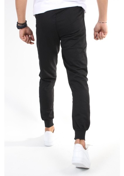 Erkek Siyah Lastikli Paça Düz Eşofman Altı fırsatları