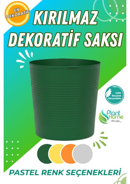 Yeşil 9.5 Litre Dekoratif Bitki Saksısı – Iç-Dış Mekan Bitkileri Için Uygun Saksı