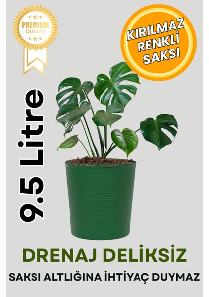 Yeşil 9.5 Litre Dekoratif Bitki Saksısı – Iç-Dış Mekan Bitkileri Için Uygun Saksı fiyatları