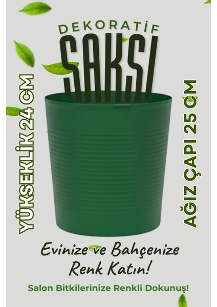 Yeşil 9.5 Litre Dekoratif Bitki Saksısı – Iç-Dış Mekan Bitkileri Için Uygun Saksı modelleri