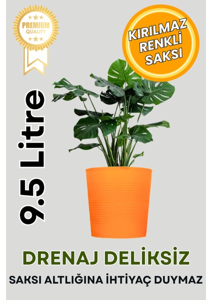 Turuncu Direnajlı 9.5 Litre Dekoratif Bitki Saksısı – Iç-Dış Mekan Bitkileri Için Uygun Saksı fiyatları