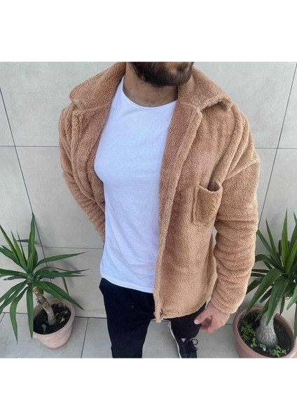 Erkek Kahve Peluş Ceket