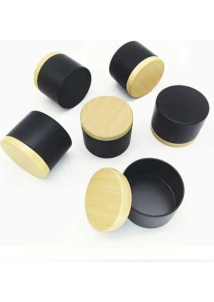 15 Adet Siyah Teneke Metal Mum Kavanozu Ahşap Görünüm Kapak, Dıy Ev Dekorasyonu, Saklama Kase fiyatları