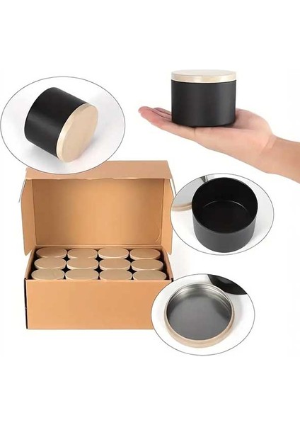 15 Adet Siyah Teneke Metal Mum Kavanozu Ahşap Görünüm Kapak, Dıy Ev Dekorasyonu, Saklama Kase modelleri