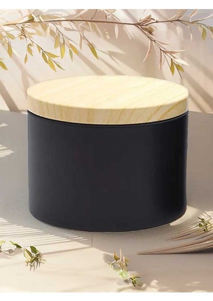 15 Adet Siyah Teneke Metal Mum Kavanozu Ahşap Görünüm Kapak, Dıy Ev Dekorasyonu, Saklama Kase fırsatları