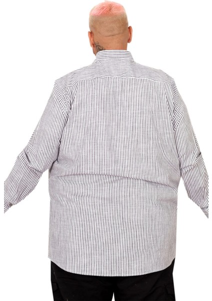 Büyük Beden Erkek Gömlek Uzun Kol Keten Cepli Siyah 20384 indirimleri