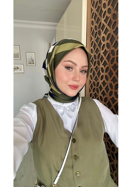 Favori Soft Eşarp Haki Lacivert 1183-12