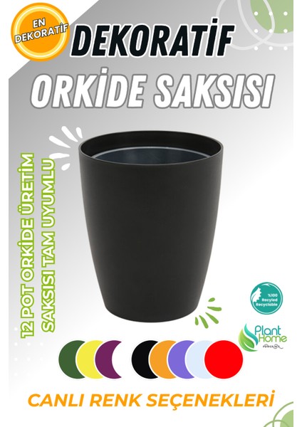 Dekoratif Orkide Dış Saksısı Siyah – Hava Alan ve Zarif Tasarımlı Saksı Iç Mekan Kullanımına Uygun
