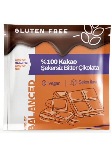 %100 Kakao Glütensiz Bitter Çikolata 40 gr