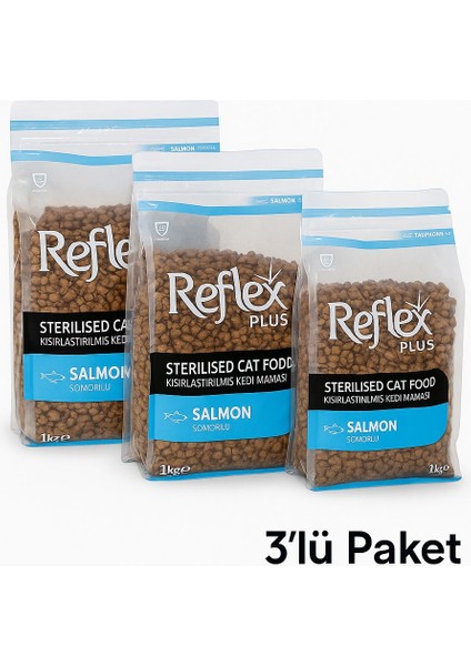 Somonlu Pirinçli Kısırlaşlaştırılmış Kedi Maması 3 x 1kg (3kilo) 3 Lü Fırsat Paketi