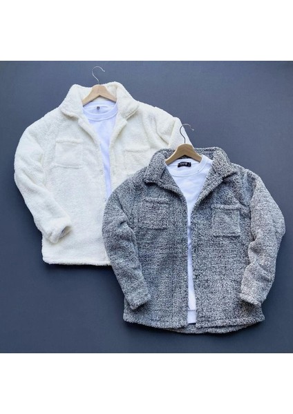 Unisex 2 Li Peluş Polar Hırka Gömlek