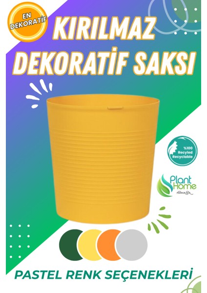 Sarı Direnajlı 9.5 Litre Dekoratif Bitki Saksısı – Iç-Dış Mekan Bitkileri Için Uygun Saksı