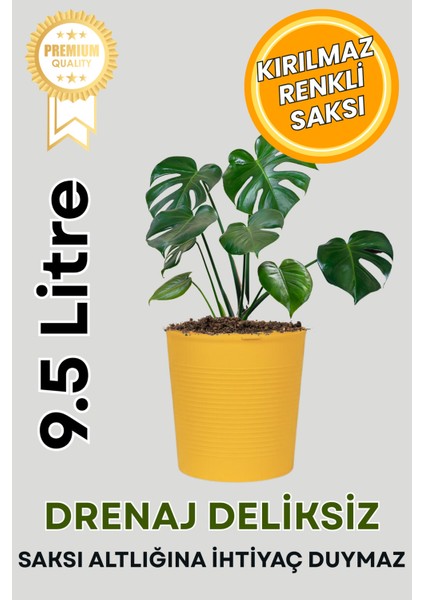 Sarı Direnajlı 9.5 Litre Dekoratif Bitki Saksısı – Iç-Dış Mekan Bitkileri Için Uygun Saksı fiyatları