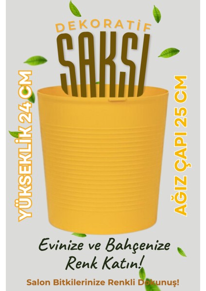Sarı Direnajlı 9.5 Litre Dekoratif Bitki Saksısı – Iç-Dış Mekan Bitkileri Için Uygun Saksı modelleri