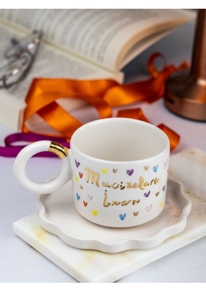 24K Altın Dekorlu "mucizelere Inan" Temalı Kahve Fincanı Çay Fincanı Mug fırsatları