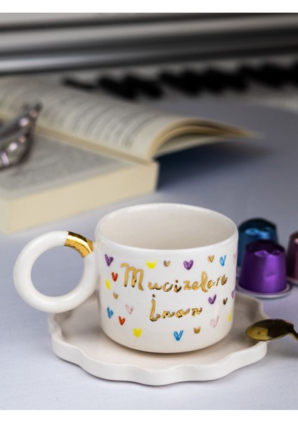 24K Altın Dekorlu "mucizelere Inan" Temalı Kahve Fincanı Çay Fincanı Mug indirimleri