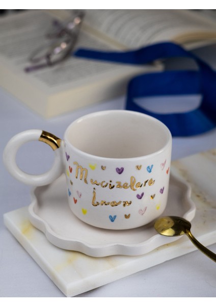 24K Altın Dekorlu "mucizelere Inan" Temalı Kahve Fincanı Çay Fincanı Mug