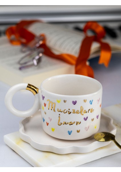 24K Altın Dekorlu "mucizelere Inan" Temalı Kahve Fincanı Çay Fincanı Mug