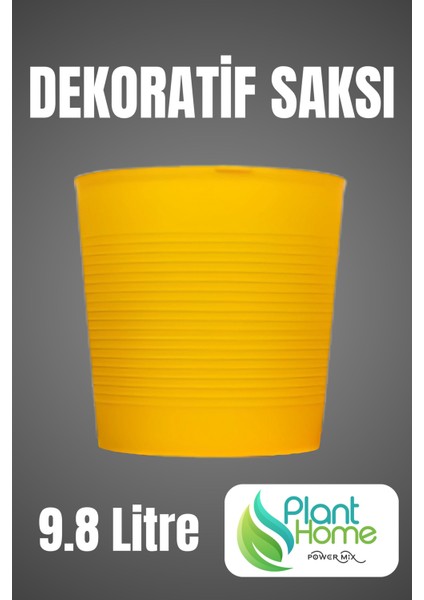 Büyük Boy 9.8 Litre Sarı Dekoratif Saksı – Iç ve Dış Mekan Uyumlu Saksı