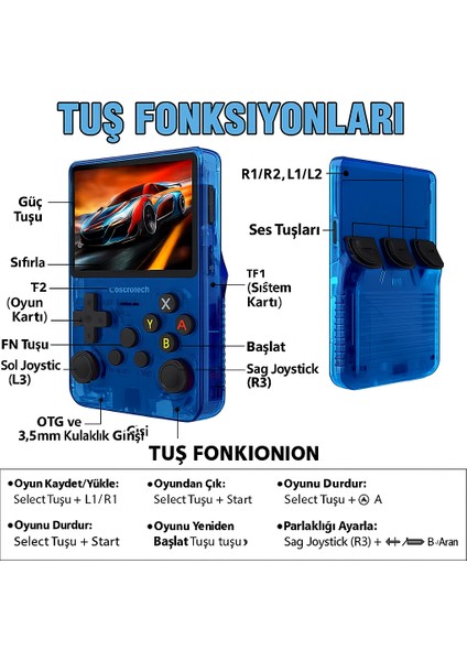 R36S Retro El Konsolu – 3.5” 4K IPS Ekran, 20.000+ Oyun, 23 Emülatör, 64GB Hafıza Kartı, HDMI & Wi-Fi Destekli- Mavi indirimleri