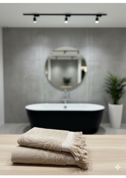Orkidem Banyo Havlusu - Saç Havlusu Dörtlü Set 100X150 50x90 Su yeşili Bej Takım fiyatları