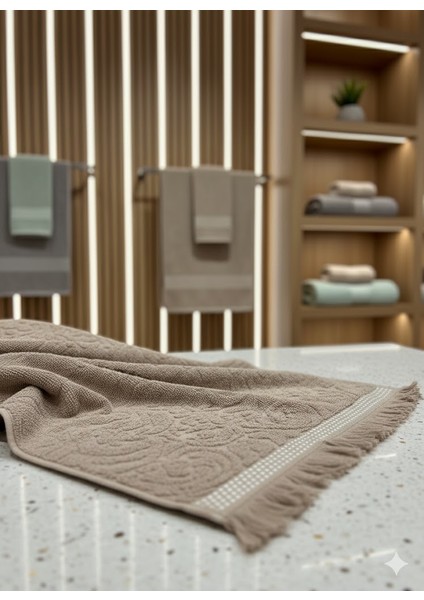 Orkidem Banyo Havlusu - Saç Havlusu Dörtlü Set 100X150 50x90 Su yeşili Bej Takım modelleri