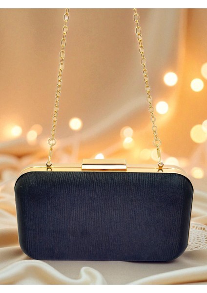 Siyah Renk Suyolu Desenli Saten Kadın Abiye Çanta Düğün Nişan Mezuniyet fırsatları