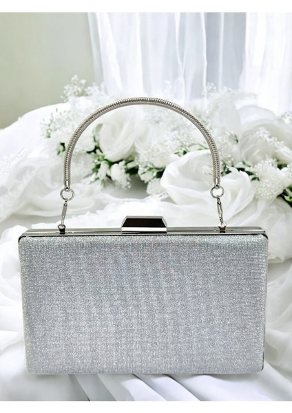 Gümüş Gri Lame Renk Taş Sim Dökülmeyen Sim Kadın Abiye Çanta Düğün Nişan Mezuniyet fiyatları