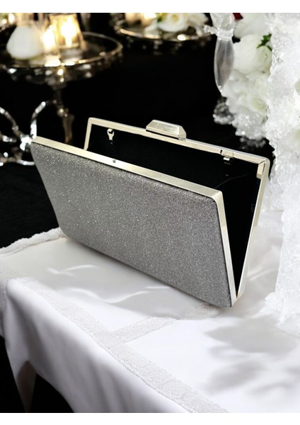 Antrasit Gri Platin Renk Taş Sim Dökülmeyen Sim Kadın Abiye Çanta Düğün Nişan Mezuniyet modelleri