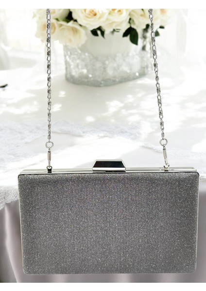 Antrasit Gri Platin Renk Taş Sim Dökülmeyen Sim Kadın Abiye Çanta Düğün Nişan Mezuniyet fırsatları