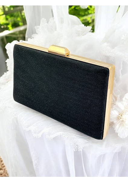 Siyah Renk Taş Sim Dökülmeyen Sim Kadın Abiye Çanta Düğün Nişan Mezuniyet