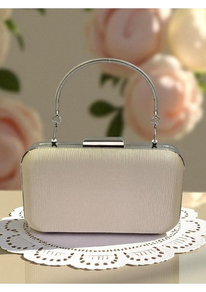 Ten Renk Suyolu Desenli Saten Kadın Abiye Çanta Düğün Nişan Mezuniyet fiyatları