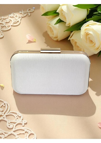 Ekru Renk Suyolu Desenli Saten Kadın Abiye Çanta Düğün Nişan Mezuniyet fiyatları