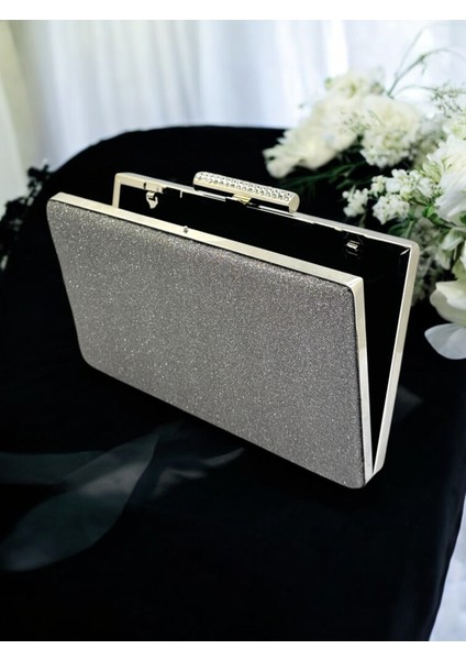 Antrasit Gri Platin Renk Taş Sim Dökülmeyen Sim Kadın Abiye Çanta Düğün Nişan Mezuniyet modelleri