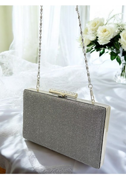 Antrasit Gri Platin Renk Taş Sim Dökülmeyen Sim Kadın Abiye Çanta Düğün Nişan Mezuniyet indirimleri