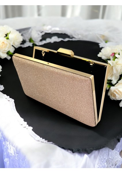 Rosegold Renk Taş Sim Dökülmeyen Sim Kadın Abiye Çanta Düğün Nişan Mezuniyet modelleri