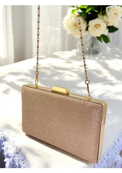 Rosegold Renk Taş Sim Dökülmeyen Sim Kadın Abiye Çanta Düğün Nişan Mezuniyet indirimleri