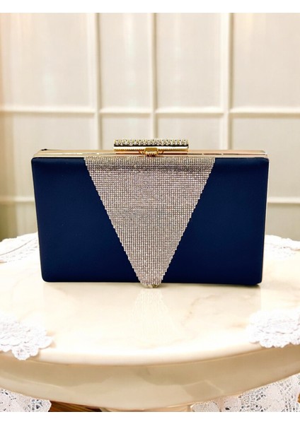 Lacivert Renk Saten Rosegold Renk Kristal Taşlı Kadın Abiye Çanta Düğün Mezuniyet Nişan fiyatları