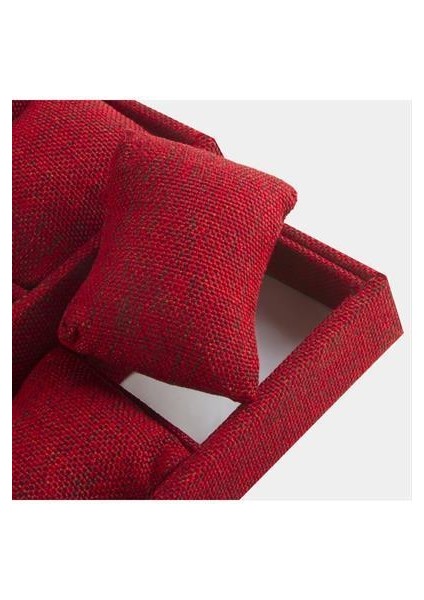 shop 3 Basamaklı Keten Kumaş Yastıklı Stand-Kırmızı fiyatları