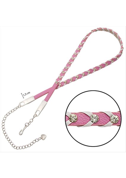 shop Örgülü Deri Taşlı Kemer-Sarı