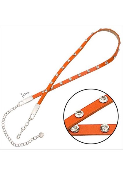 shop Klasik Deri Taşlı Kemer-Turuncu fiyatları