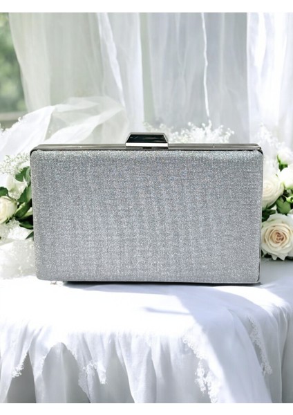 Gümüş Gri Lame Renk Taş Sim Dökülmeyen Sim Kadın Abiye Çanta Düğün Nişan Mezuniyet fiyatları