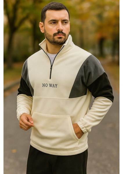 Erkek Yarım Fermuarlı Polar Sweatshirt Önden Cepli fırsatları